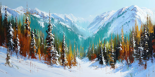 Wintergemälde Martimer Kunstdruck auf Leinwand, Acrylglas oder als Poster