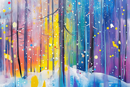 Winterwald - Wandbild im Stil eines Gemäldes auf Leinwand, Acrylglas, Alu-Dibond oder als Poster