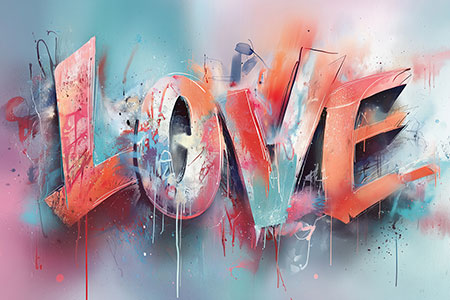 LOVE Graffiti Streetart Gemälde Bild auf Leinwand, Acrylglas oder als Poster