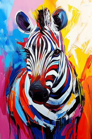 Zebra Gemälde - Modernes TierGemälde als Leinwandbild, Acrylglasbild, Alubild, Austikbild oder als Poster