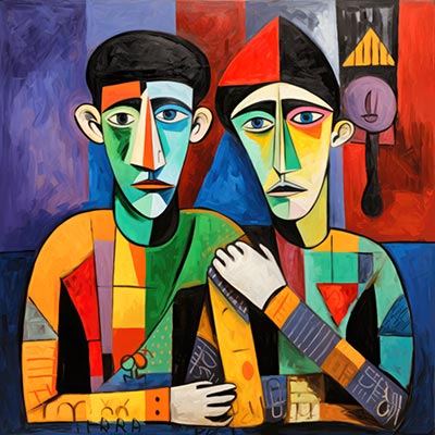 Zwei Männer - modernes digitales Gemälde Wandbild auf Leinwand oder Acrylglas