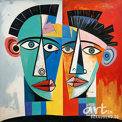 Zwei Männer - modernes digitales Gemälde Wandbild auf Leinwand oder Acrylglas